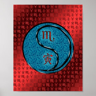 Poster Scorpio et tigre d'eau