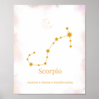 Poster Scorpio Gold Zodiac Wall Art – Celestial Constella