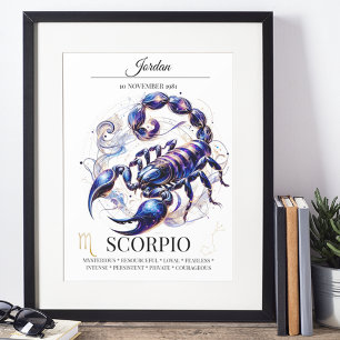 Poster Scorpio Personnalisé Elégant Zodiac Aquarelle