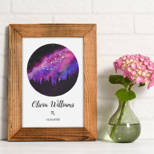 Poster Scorpion Constellation Rose Horoscope Signal Cadea