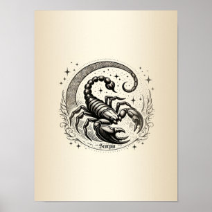 Poster Scorpion Croissant Lune Astrologie Zodiac Scorpio