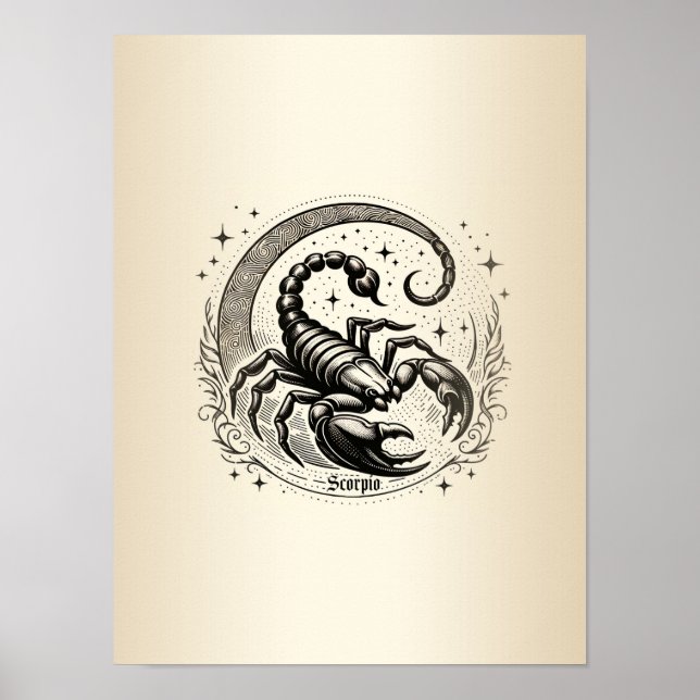 Poster Scorpion Croissant Lune Astrologie Zodiac Scorpio (Devant)
