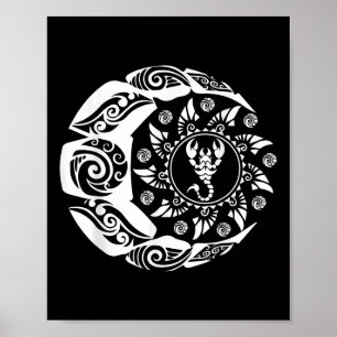 Poster Scorpion de tatouage polynésien maori Zodiac S