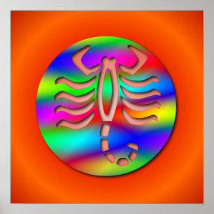 Poster Scorpion de zodiaque de couleur d'arc-en-ciel de