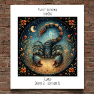 Poster Scorpion Nom & Anniversaire Zodiaque Astrologie