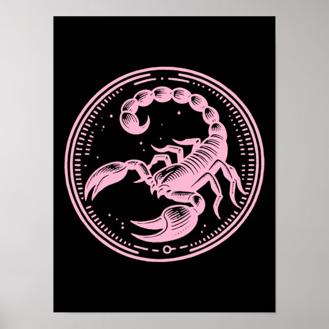 Poster Scorpion rose Astrologie Scorpion SIGNE Zodiaque (Devant)