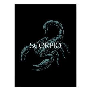 Poster Scorpion Zodiaque – Scorpion Vintage Sépia sur Fon