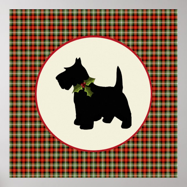 Poster Scottie Dog Scotch Plaid Christmas Holiday Chien (Devant)