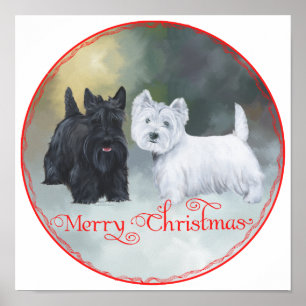 Poster Scottie Westie Christmas