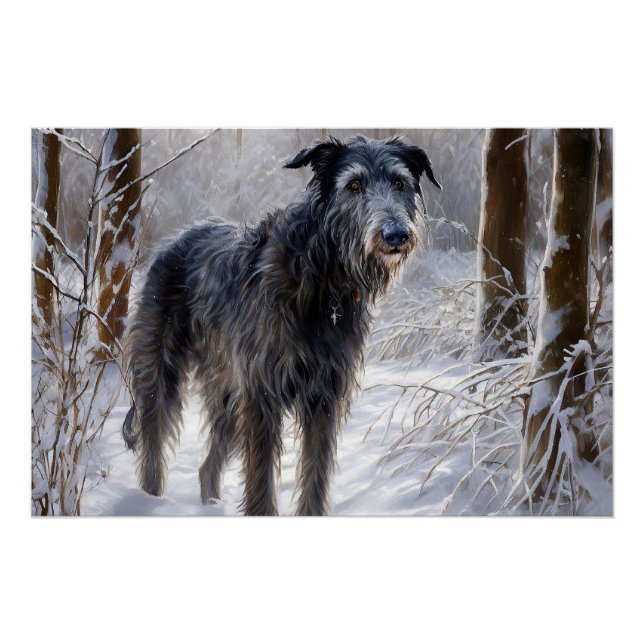 Poster Scottish Deerhound Laissez-le neiger Noël (Devant)