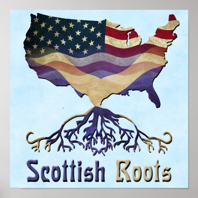 Poster Scottish Roots, American Map (Devant)