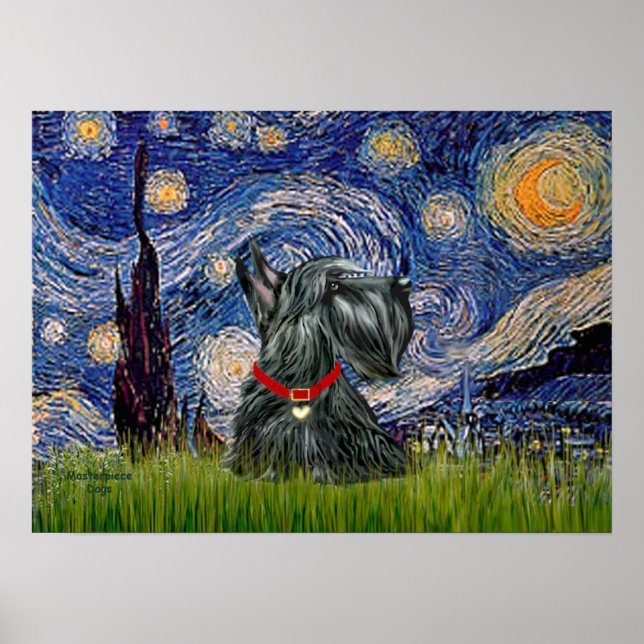 Poster Scottish Terrier 12c -Starry Night (Devant)