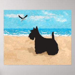 Poster Scottish Terrier et Seagull