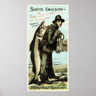 Poster Scott's Emulsion Cod Liver Huile Vintage publicité