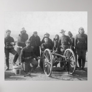 Poster Scouts de Lakota et soldats blancs posés derrière