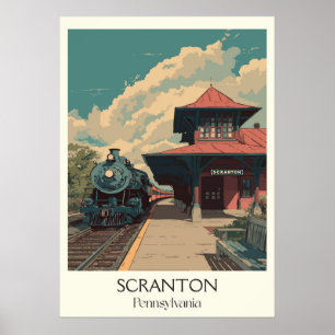 Poster Scranton Pennsylvania Vintage Historic Station Art