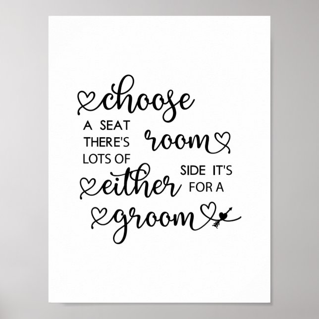 Poster Script Coeur Cute Choisir Un Mariage Gay Siège (Devant)