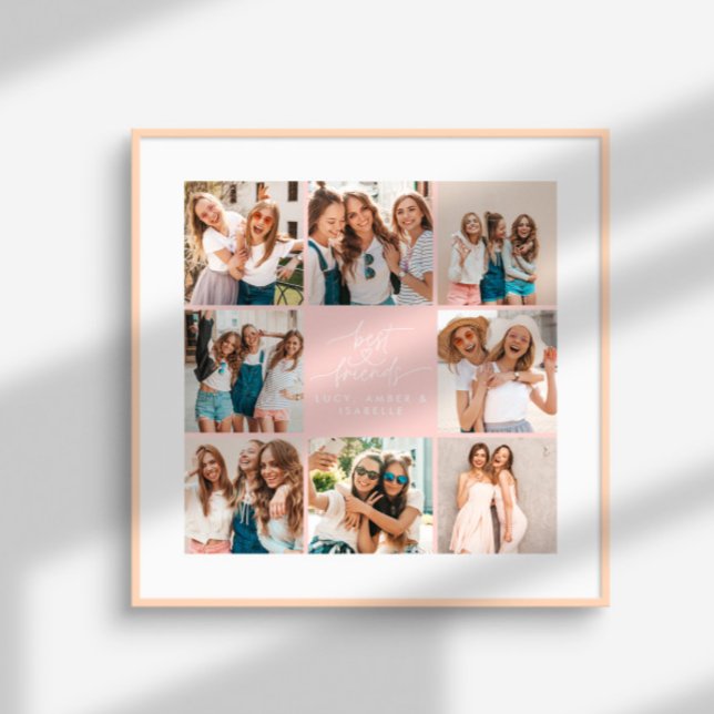 Poster Script coeur rose moderne multi photo meilleurs am (Créateur téléchargé)