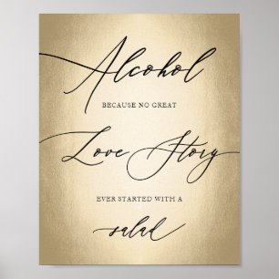 Poster Script de calligraphie Alcool Love Story Mariage S