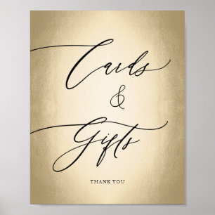 Poster Script de calligraphie Cartes d'or et cadeaux Mari