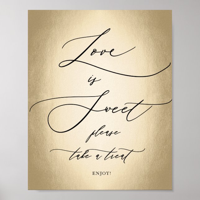 Poster Script de calligraphie Gold Love Is Sweet Mariage  (Devant)