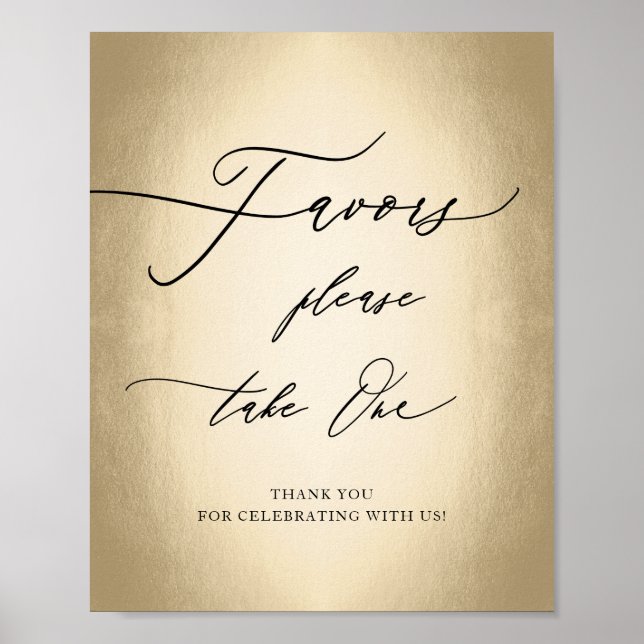 Poster Script de calligraphie moderne Gold Favore Mariage (Devant)
