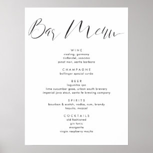 Poster Script de calligraphie moderne Mariage Boissons Ba
