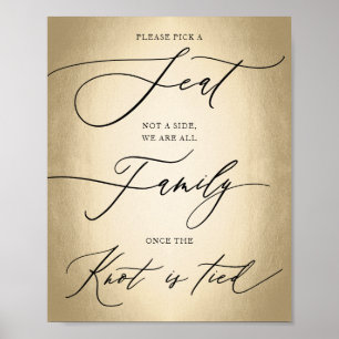 Poster Script de calligraphie Or Choisir un siège Mariage