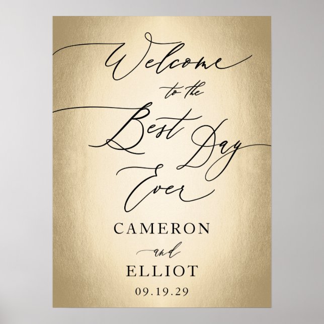Poster Script de calligraphie or meilleur jour jamais sig (Devant)