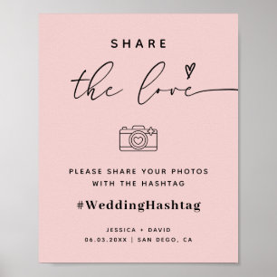Poster Script de calligraphie Partager Le Hashtag Mariage