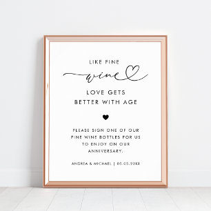 Poster Script de coeur comme vin fin Mariage