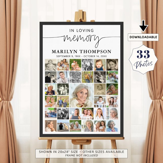 Poster Script de collage photo pour funérailles 33 En sou (Créateur téléchargé)