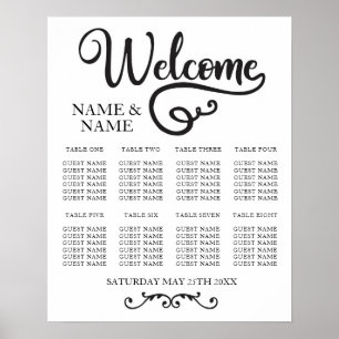 Poster Script du planificateur de siège du Mariage de tab