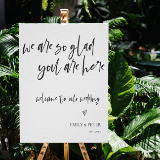 Poster Script Élégant minimaliste Bienvenue À Notre Maria