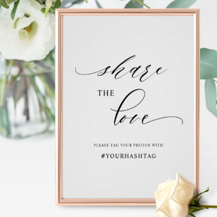 Poster Script Élégant Partager Le Hashtag Mariage Amour
