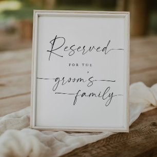 Poster Script Élégant Réservé Pour Le Mariage Familial Si