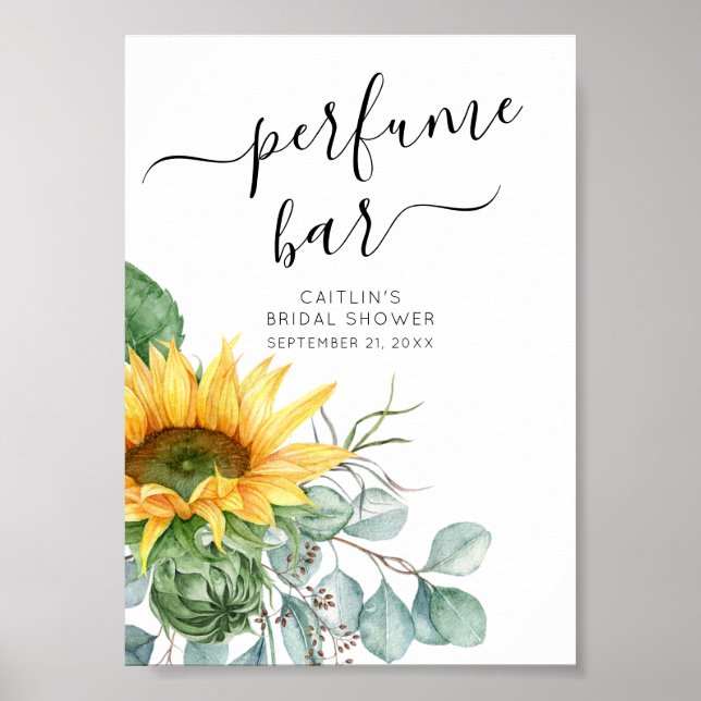 Poster Script Fête des mariées de tournesol panneau barre (Devant)
