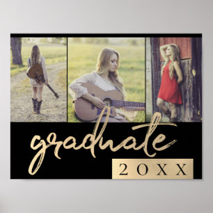 Poster Script Gold   Elegant 3 garde photo