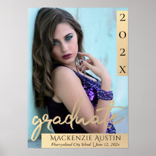 Poster Script Gold   Elegant Grad Photo Keepsaké