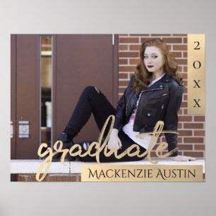 Poster Script Gold   Elegant Grad Photo Keepsaké