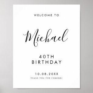 Poster Script manuscrit noir 40e anniversaire Bienvenue