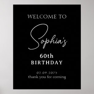 Poster Script manuscrit noir 60e anniversaire Bienvenue