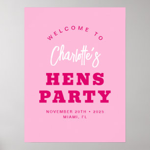 Poster Script minimaliste Accueil de la fête des poules r