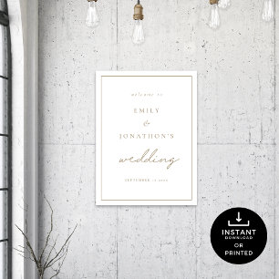 Poster Script minimaliste Champagne Gold Mariage de bienv