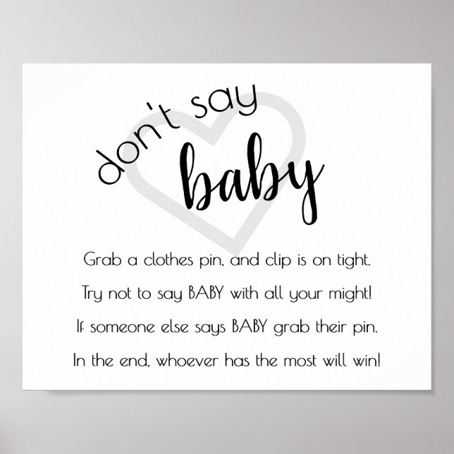 Poster Script minimaliste | Flourish Point Say Baby Game (Devant)