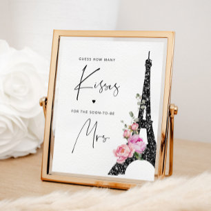 Poster Script minimaliste Tour Eiffel Combien de baisers