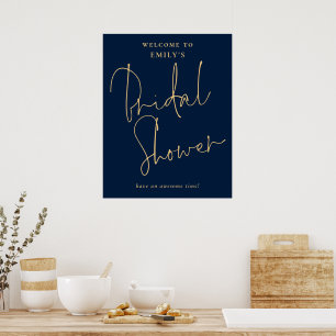 Poster Script moderne Gold Marine Bienvenue à la Fête des