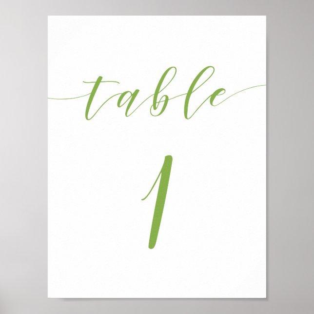 Poster Script moderne mariage table numéro 1 signe (Devant)