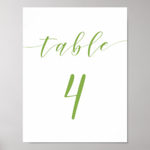 Poster Script moderne mariage table numéro 4 signe