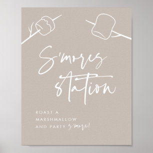 Poster Script moderne Marshmallow S'mores Station